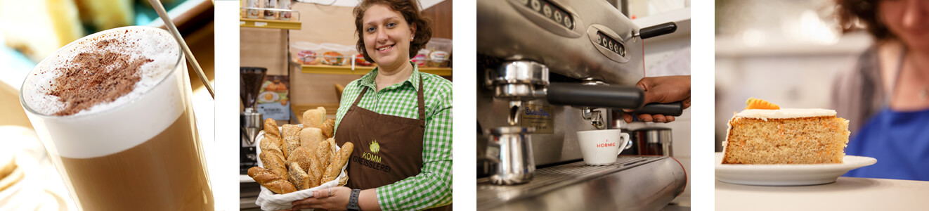 Das Angebot der KOMM Minimärkte umfasst Kaffee, Gebäck und Mehlspeisen.